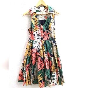 Anthropologie x Eri + Ali Sleeveless Foliage Shirtdress With Pockets Size Small